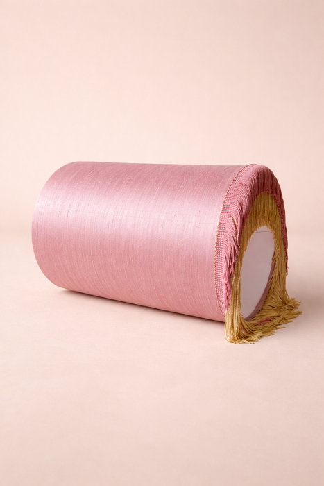 Abat-jour en soie sauvage avec franges