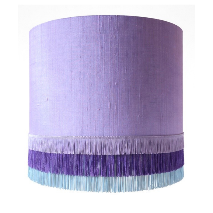 Abat-jour en soie sauvage avec franges