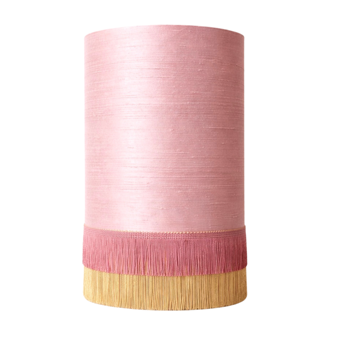 Abat-jour en soie sauvage avec franges